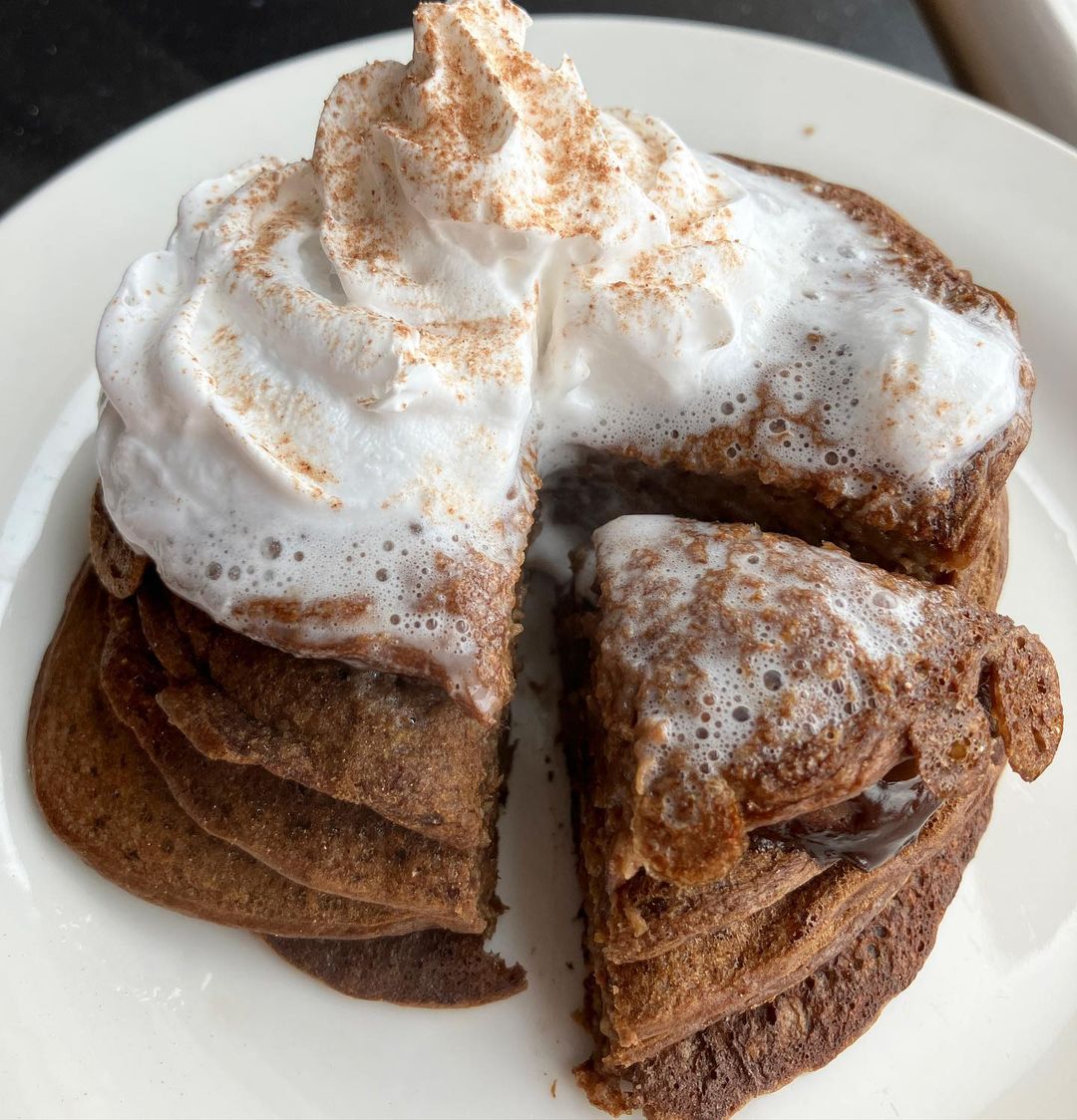 Hot chocolate stuffed pancakes