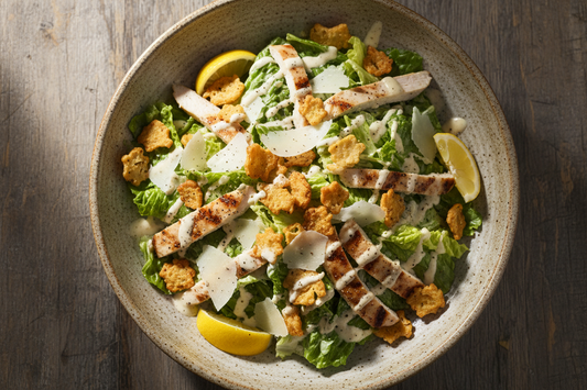 Crispy Pasta Caesar Salad with Chicken