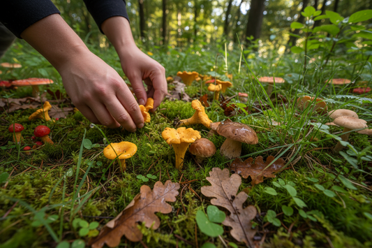 Picking up mushrooms
